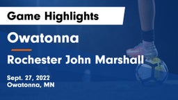 Owatonna  vs Rochester John Marshall  Game Highlights - Sept. 27, 2022