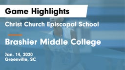 Christ Church Episcopal School vs Brashier Middle College Game Highlights - Jan. 14, 2020