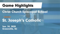 Christ Church Episcopal School vs St. Joseph's Catholic  Game Highlights - Jan. 24, 2020