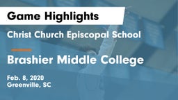Christ Church Episcopal School vs Brashier Middle College Game Highlights - Feb. 8, 2020