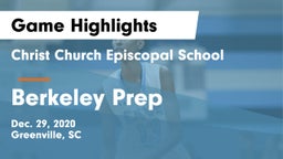 Christ Church Episcopal School vs Berkeley Prep  Game Highlights - Dec. 29, 2020
