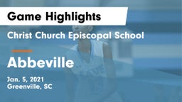 Christ Church Episcopal School vs Abbeville  Game Highlights - Jan. 5, 2021