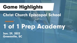 Christ Church Episcopal School vs 1 of 1 Prep Academy Game Highlights - Jan. 29, 2022