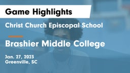Christ Church Episcopal School vs Brashier Middle College Game Highlights - Jan. 27, 2023