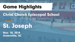 Christ Church Episcopal School vs St. Joseph  Game Highlights - Nov. 18, 2018