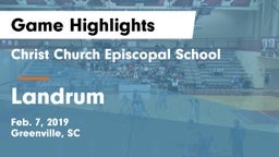 Christ Church Episcopal School vs Landrum Game Highlights - Feb. 7, 2019