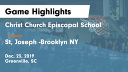 Christ Church Episcopal School vs St, Joseph  -Brooklyn NY      Game Highlights - Dec. 23, 2019