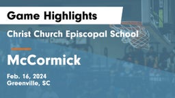 Christ Church Episcopal School vs McCormick  Game Highlights - Feb. 16, 2024