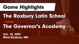 The Roxbury Latin School vs The Governor's Academy Game Highlights - Oct. 18, 2023