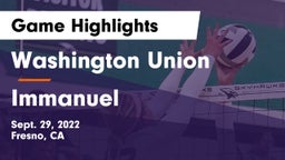 Washington Union  vs Immanuel  Game Highlights - Sept. 29, 2022