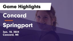 Concord  vs Springport  Game Highlights - Jan. 18, 2024