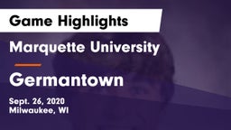 Marquette University  vs Germantown  Game Highlights - Sept. 26, 2020