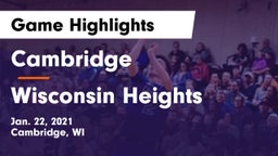 Cambridge  vs Wisconsin Heights  Game Highlights - Jan. 22, 2021