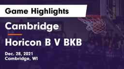 Cambridge  vs Horicon B V BKB Game Highlights - Dec. 28, 2021
