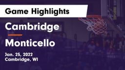 Cambridge  vs Monticello  Game Highlights - Jan. 25, 2022