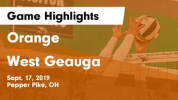 Orange  vs West Geauga Game Highlights - Sept. 17, 2019