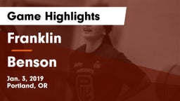 Franklin  vs Benson  Game Highlights - Jan. 3, 2019