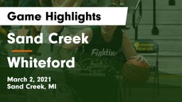 Sand Creek  vs Whiteford  Game Highlights - March 2, 2021