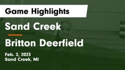 Sand Creek  vs Britton Deerfield Game Highlights - Feb. 2, 2023