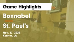 Bonnabel  vs St. Paul's  Game Highlights - Nov. 27, 2020