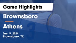 Brownsboro  vs Athens  Game Highlights - Jan. 5, 2024