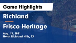 Richland  vs Frisco Heritage  Game Highlights - Aug. 13, 2021