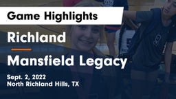 Richland  vs Mansfield Legacy  Game Highlights - Sept. 2, 2022
