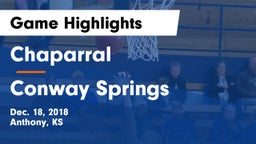 Chaparral  vs Conway Springs  Game Highlights - Dec. 18, 2018