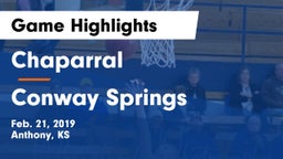 Chaparral  vs Conway Springs  Game Highlights - Feb. 21, 2019