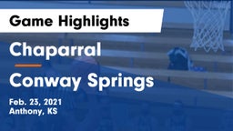 Chaparral  vs Conway Springs  Game Highlights - Feb. 23, 2021