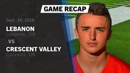 Recap: Lebanon  vs. Crescent Valley  2016