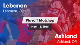 Matchup: Lebanon  vs. Ashland  2016