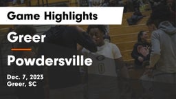 Greer  vs Powdersville  Game Highlights - Dec. 7, 2023