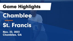 Chamblee  vs St. Francis  Game Highlights - Nov. 22, 2022