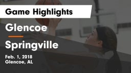 Glencoe  vs Springville  Game Highlights - Feb. 1, 2018