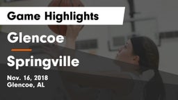 Glencoe  vs Springville  Game Highlights - Nov. 16, 2018