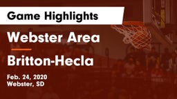 Webster Area  vs Britton-Hecla  Game Highlights - Feb. 24, 2020