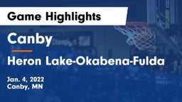 Canby  vs Heron Lake-Okabena-Fulda Game Highlights - Jan. 4, 2022