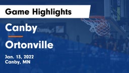 Canby  vs Ortonville  Game Highlights - Jan. 13, 2022