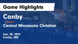 Canby  vs Central Minnesota Christian Game Highlights - Jan. 20, 2022