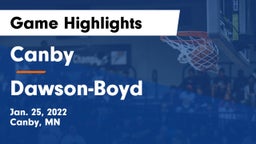 Canby  vs Dawson-Boyd  Game Highlights - Jan. 25, 2022