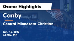 Canby  vs Central Minnesota Christian Game Highlights - Jan. 13, 2022