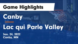 Canby  vs Lac qui Parle Valley Game Highlights - Jan. 24, 2022