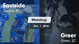 Matchup: Eastside  vs. Greer  2016