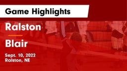 Ralston  vs Blair  Game Highlights - Sept. 10, 2022