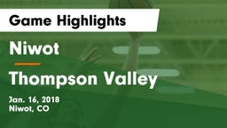 Niwot  vs Thompson Valley  Game Highlights - Jan. 16, 2018