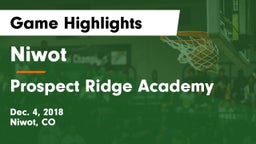 Niwot  vs Prospect Ridge Academy Game Highlights - Dec. 4, 2018