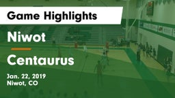 Niwot  vs Centaurus  Game Highlights - Jan. 22, 2019