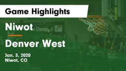 Niwot  vs Denver West  Game Highlights - Jan. 3, 2020