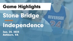 Stone Bridge  vs Independence  Game Highlights - Jan. 24, 2024